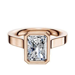 14K Rose Gold Bezel Full Bezel North/South Cathedral Flat 3.0mm Engagement Ring