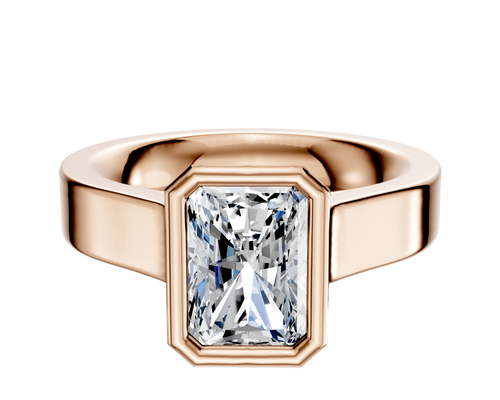 14K Rose Gold Bezel Full Bezel North/South Cathedral Flat 4.0mm Engagement Ring