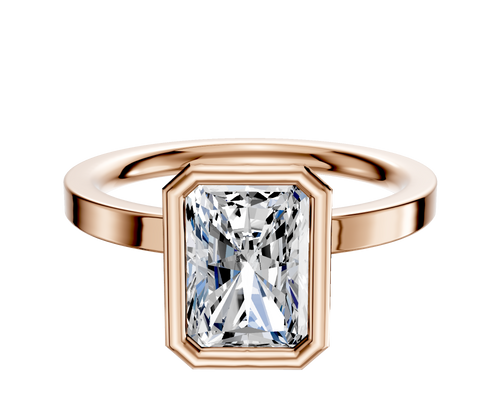 14K Rose Gold Bezel Full Bezel North/South Classic Flat 2.0mm Engagement Ring