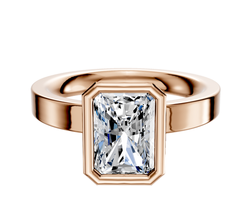 14K Rose Gold Bezel Full Bezel North/South Classic Flat 3.0mm Engagement Ring