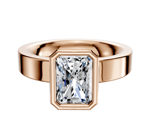 14K Rose Gold Bezel Full Bezel North/South Classic Flat 4.0mm Engagement Ring