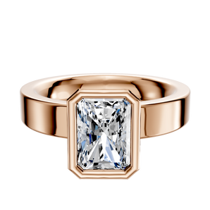 14K Rose Gold Bezel Full Bezel North/South Classic Flat 4.0mm Engagement Ring