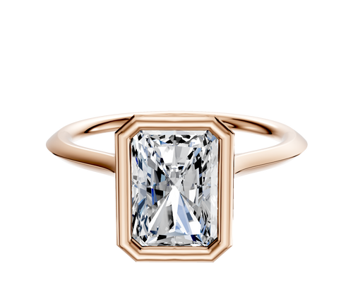 14K Rose Gold Bezel Full Bezel North/South Cathedral Knife Edge 1.5mm Engagement Ring