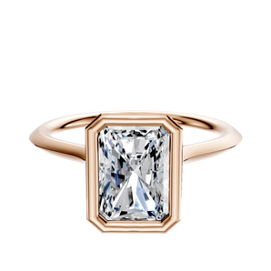 14K Rose Gold Bezel Full Bezel North/South Cathedral Knife Edge 1.5mm Engagement Ring