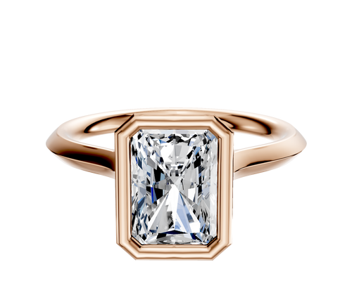 14K Rose Gold Bezel Full Bezel North/South Cathedral Knife Edge 2.0mm Engagement Ring
