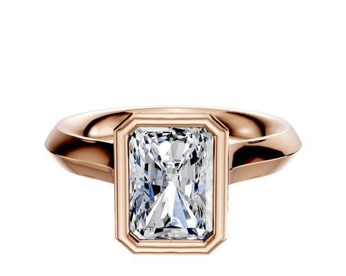 14K Rose Gold Bezel Full Bezel North/South Cathedral Knife Edge 3.0mm Engagement Ring