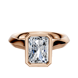 14K Rose Gold Bezel Full Bezel North/South Cathedral Knife Edge 3.0mm Engagement Ring