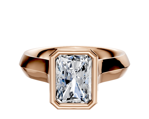 14K Rose Gold Bezel Full Bezel North/South Cathedral Knife Edge 4.0mm Engagement Ring