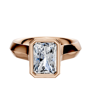 14K Rose Gold Bezel Full Bezel North/South Cathedral Knife Edge 4.0mm Engagement Ring