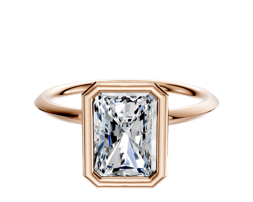 14K Rose Gold Bezel Full Bezel North/South Classic Knife Edge 1.5mm Engagement Ring