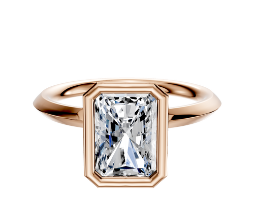 14K Rose Gold Bezel Full Bezel North/South Classic Knife Edge 2.0mm Engagement Ring