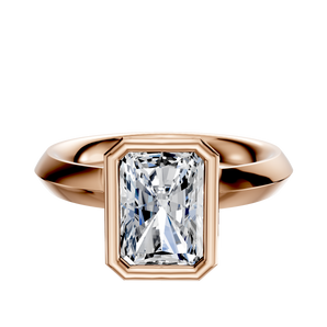 14K Rose Gold Bezel Full Bezel North/South Classic Knife Edge 3.0mm Engagement Ring