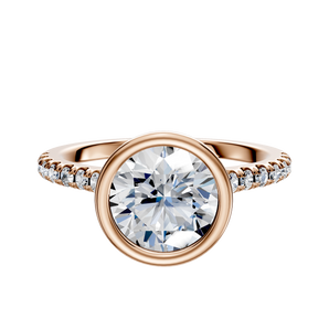 14K Rose Gold Bezel Full Bezel North/South Cathedral Dome 1-Row-Pave 2.5mm Engagement Ring
