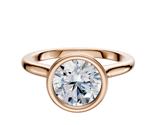 14K Rose Gold Bezel Full Bezel North/South Cathedral Dome 2.0mm Engagement Ring