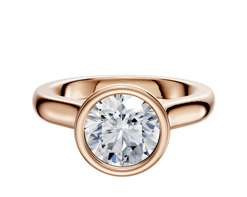 14K Rose Gold Bezel Full Bezel North/South Cathedral Dome 3.0mm Engagement Ring
