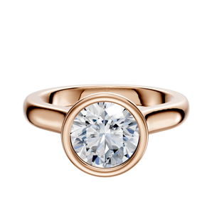 14K Rose Gold Bezel Full Bezel North/South Cathedral Dome 3.0mm Engagement Ring