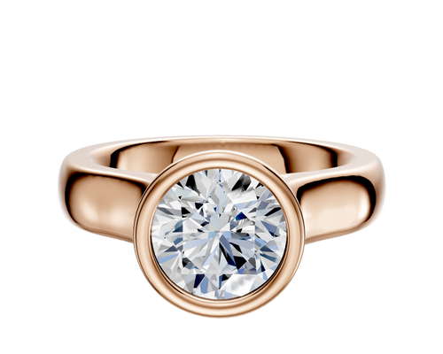 14K Rose Gold Bezel Full Bezel North/South Cathedral Dome 4.0mm Engagement Ring