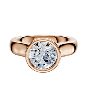 14K Rose Gold Bezel Full Bezel North/South Cathedral Dome 4.0mm Engagement Ring