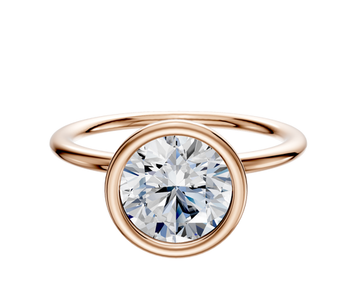 14K Rose Gold Bezel Full Bezel North/South Classic Dome 1.5mm Engagement Ring