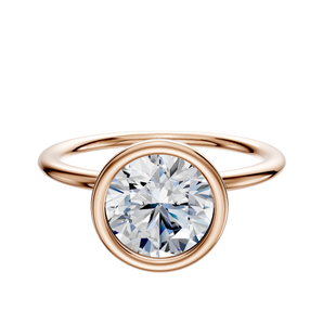 14K Rose Gold Bezel Full Bezel North/South Classic Dome 1.5mm Engagement Ring