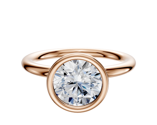 14K Rose Gold Bezel Full Bezel North/South Classic Dome 2.0mm Engagement Ring