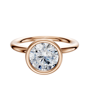 14K Rose Gold Bezel Full Bezel North/South Classic Dome 2.0mm Engagement Ring