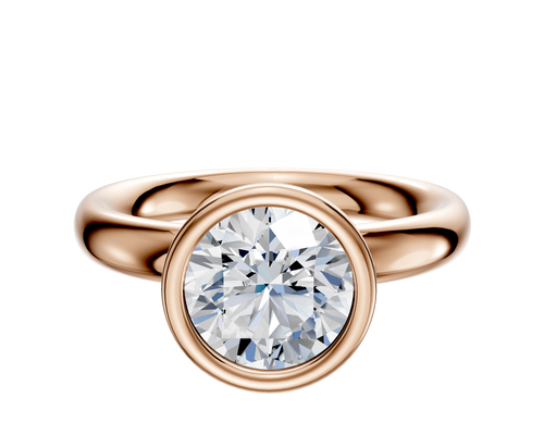 14K Rose Gold Bezel Full Bezel North/South Classic Dome 3.0mm Engagement Ring