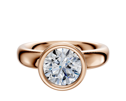 14K Rose Gold Bezel Full Bezel North/South Classic Dome 4.0mm Engagement Ring
