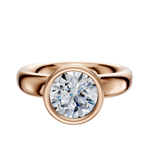 14K Rose Gold Bezel Full Bezel North/South Classic Dome 4.0mm Engagement Ring