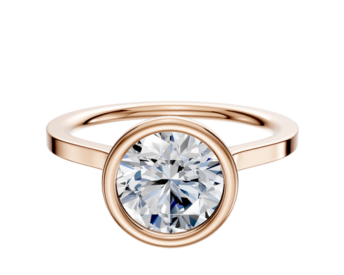 14K Rose Gold Bezel Full Bezel North/South Cathedral Flat 1.5mm Engagement Ring