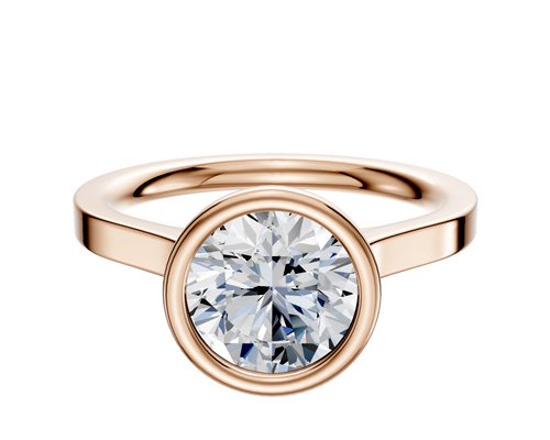 14K Rose Gold Bezel Full Bezel North/South Cathedral Flat 2.0mm Engagement Ring