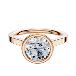 14K Rose Gold Bezel Full Bezel North/South Cathedral Flat 2.0mm Engagement Ring