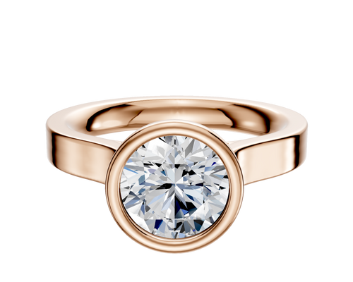 14K Rose Gold Bezel Full Bezel North/South Cathedral Flat 3.0mm Engagement Ring