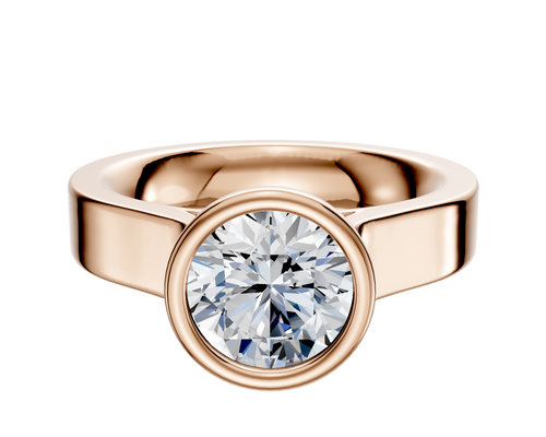 14K Rose Gold Bezel Full Bezel North/South Cathedral Flat 4.0mm Engagement Ring