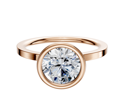 14K Rose Gold Bezel Full Bezel North/South Classic Flat 1.5mm Engagement Ring