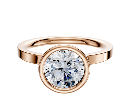14K Rose Gold Bezel Full Bezel North/South Classic Flat 2.0mm Engagement Ring