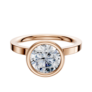 14K Rose Gold Bezel Full Bezel North/South Classic Flat 2.0mm Engagement Ring