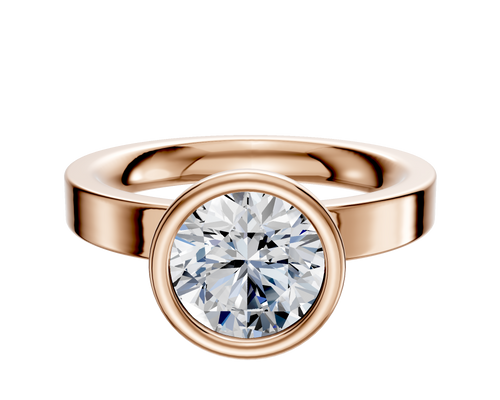 14K Rose Gold Bezel Full Bezel North/South Classic Flat 3.0mm Engagement Ring