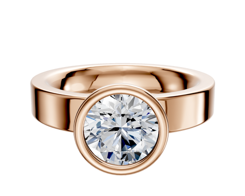 14K Rose Gold Bezel Full Bezel North/South Classic Flat 4.0mm Engagement Ring