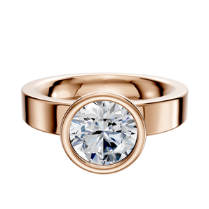 14K Rose Gold Bezel Full Bezel North/South Classic Flat 4.0mm Engagement Ring