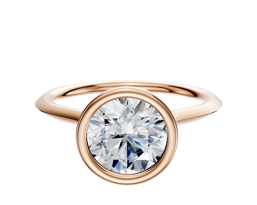 14K Rose Gold Bezel Full Bezel North/South Cathedral Knife Edge 1.5mm Engagement Ring