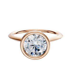 14K Rose Gold Bezel Full Bezel North/South Cathedral Knife Edge 1.5mm Engagement Ring