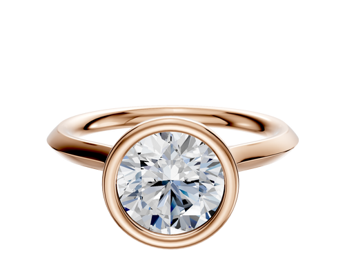 14K Rose Gold Bezel Full Bezel North/South Cathedral Knife Edge 2.0mm Engagement Ring