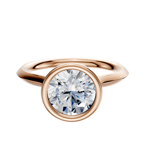 14K Rose Gold Bezel Full Bezel North/South Cathedral Knife Edge 2.0mm Engagement Ring