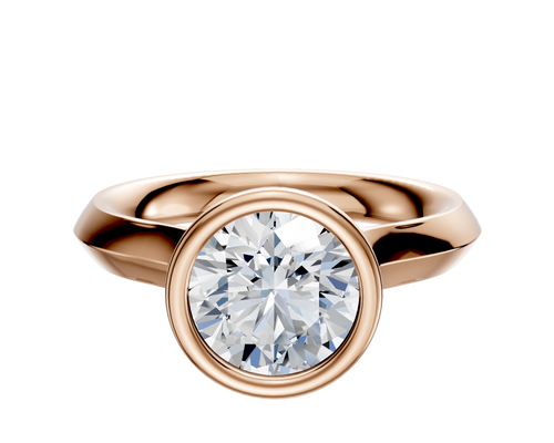 14K Rose Gold Bezel Full Bezel North/South Cathedral Knife Edge 3.0mm Engagement Ring