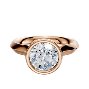 14K Rose Gold Bezel Full Bezel North/South Cathedral Knife Edge 3.0mm Engagement Ring