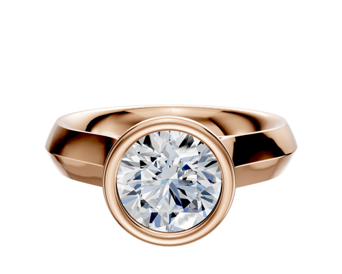 14K Rose Gold Bezel Full Bezel North/South Cathedral Knife Edge 4.0mm Engagement Ring