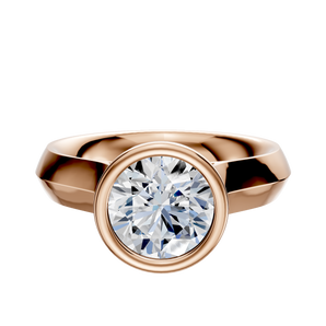 14K Rose Gold Bezel Full Bezel North/South Cathedral Knife Edge 4.0mm Engagement Ring