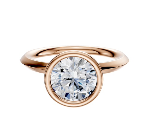 14K Rose Gold Bezel Full Bezel North/South Classic Knife Edge 2.0mm Engagement Ring