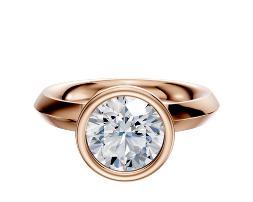 14K Rose Gold Bezel Full Bezel North/South Classic Knife Edge 3.0mm Engagement Ring